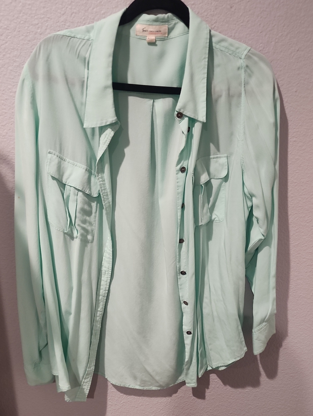 Vince Camuto Mint Green Button-Front Blouse